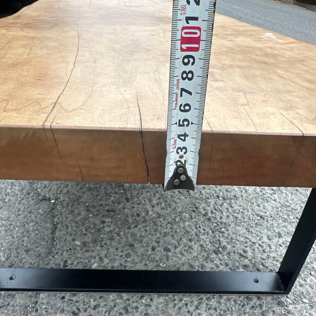 一枚板　テーブル　無垢　アイアン脚　ベンチ　ローテーブル　耳付き　座卓　山小屋