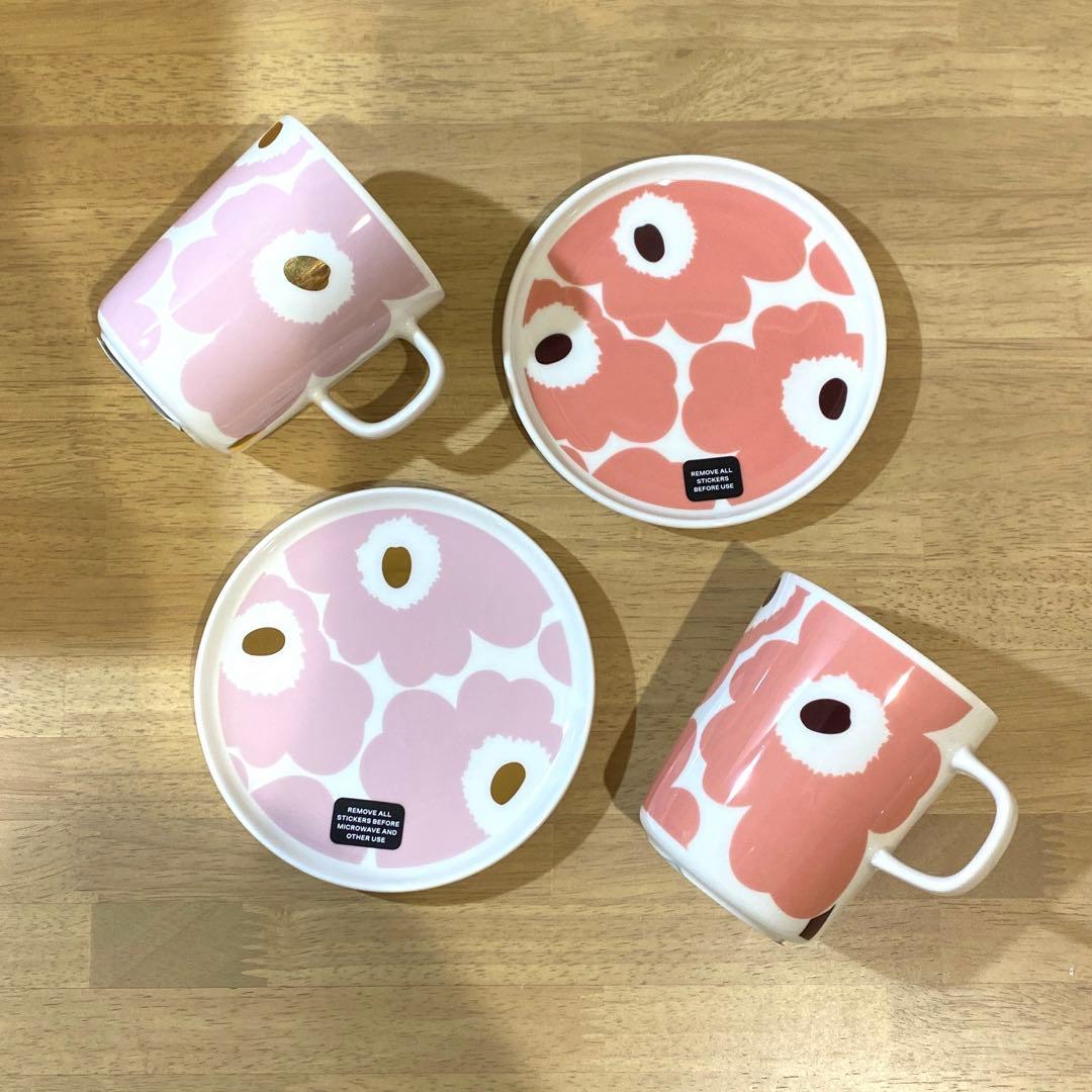 marimekko ピンクゴールド　ピンク　マグカップ　プレート　新品