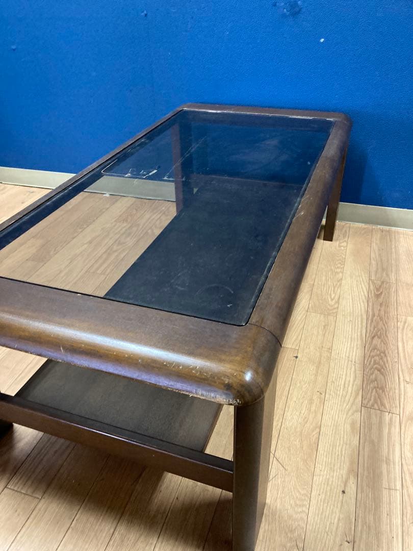 マルニ　ガラステーブル　センターテーブル　アンティーク調　レトロ　木製　茶系