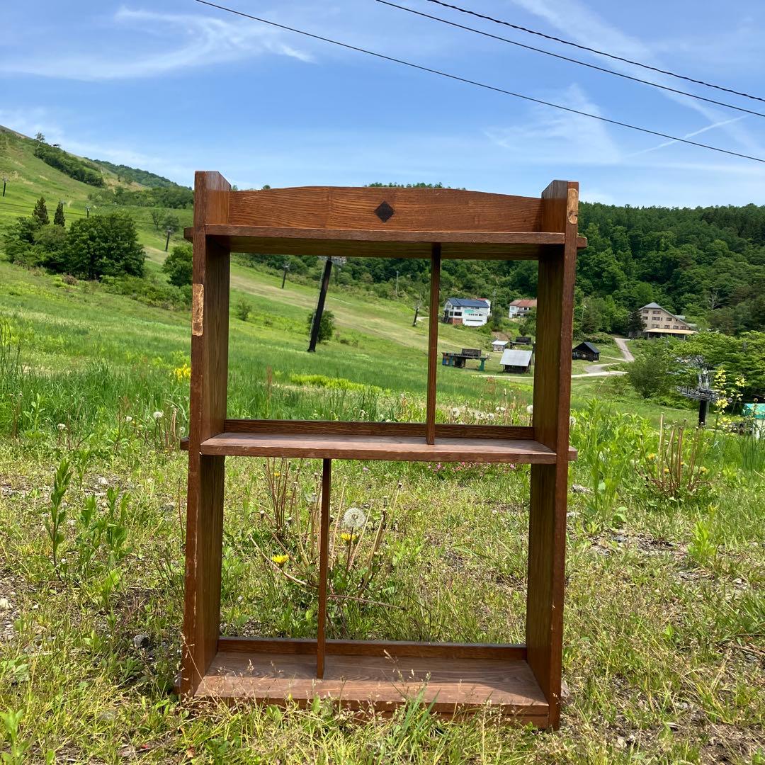 昭和レトロ 本棚 小棚 ラック 木製 本棚 楔 くさび オープンラック 当時物