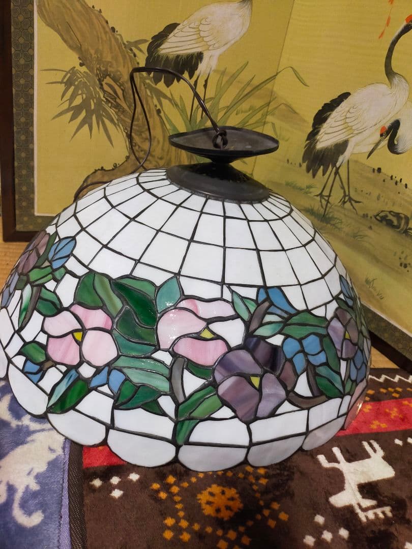 ステンドグラス　大きな照明　アンティーク　昭和レトロ