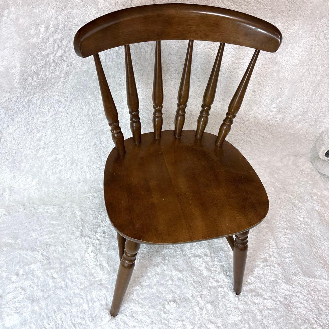 木製 アンティーク調 レトロ スピンドルバックチェア ブラウン