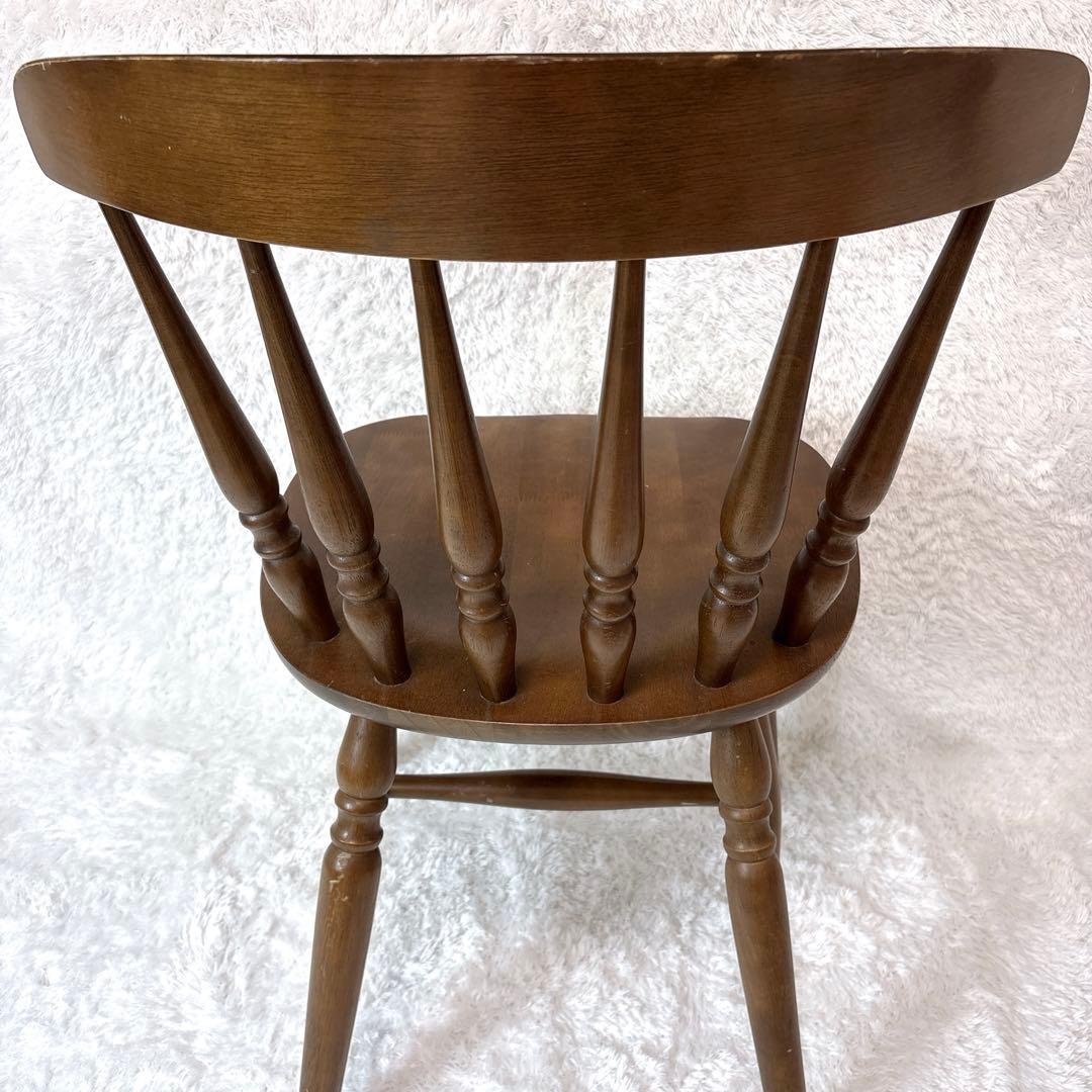 木製 アンティーク調 レトロ スピンドルバックチェア ブラウン