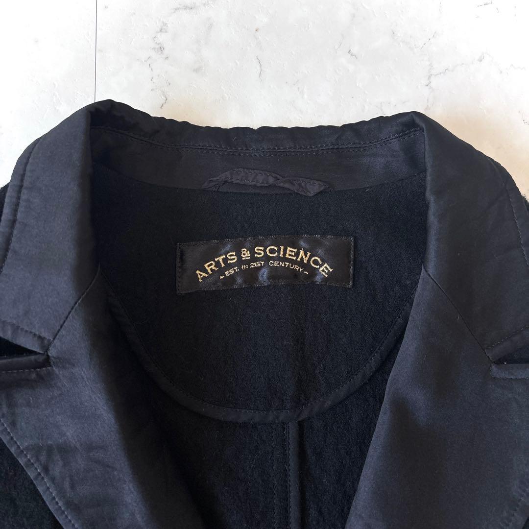 美品 アーツアンドサイエンス 日本製 縮絨ウールシルク テーラード ジャケット黒