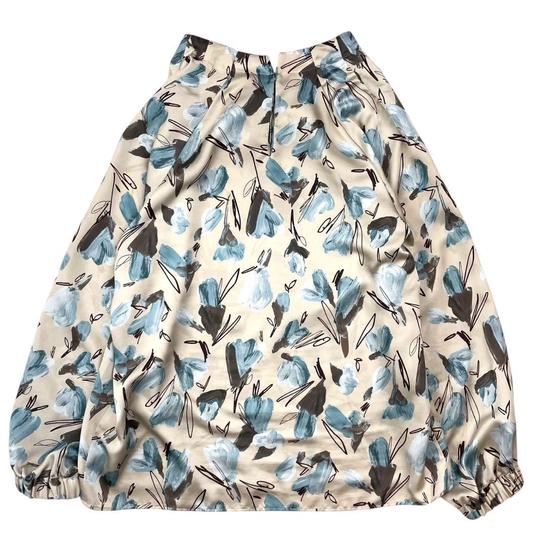 美品 トゥモローランド 近年 ブーゲンビリアプリント ボウタイギャザーブラウス