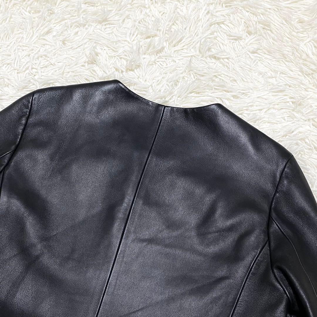 麻里 美品 ボールジィ ノーカラージャケット 羊革