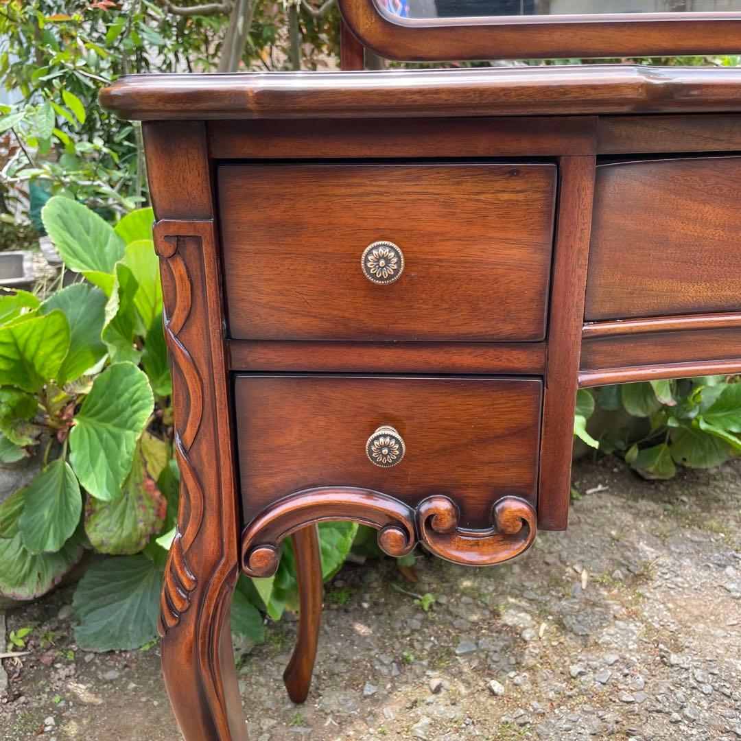 ビッグミラー ドレッサー マホガニー 輸入家具 エレガント 高級 化粧台 鏡台