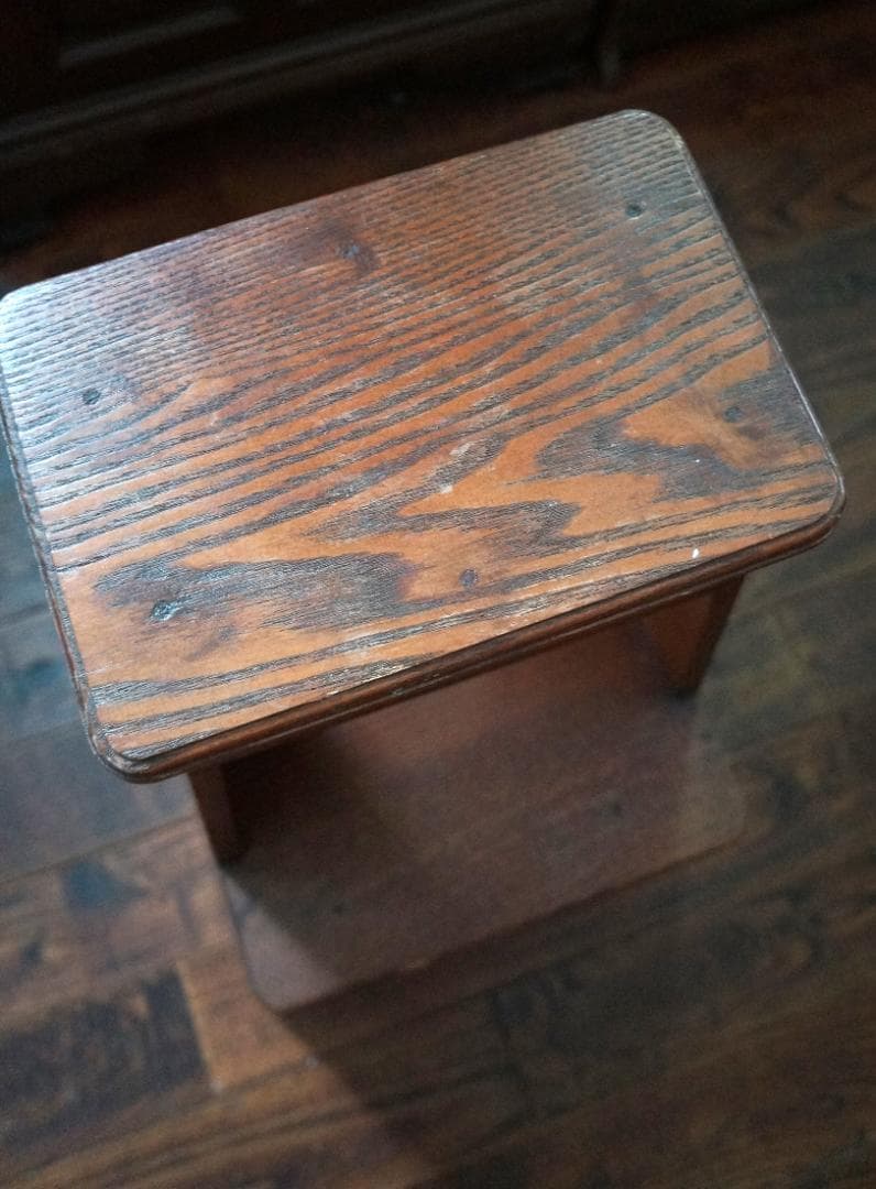 昭和レトロ・木製・踏み台・階段・2段・飾り台・ディスプレイ台・収納スペース有り