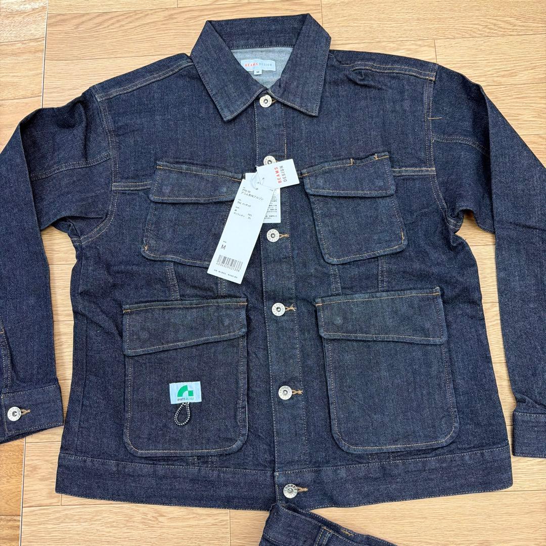 桑和　beams design デニム　上下セットアップ　サイズM