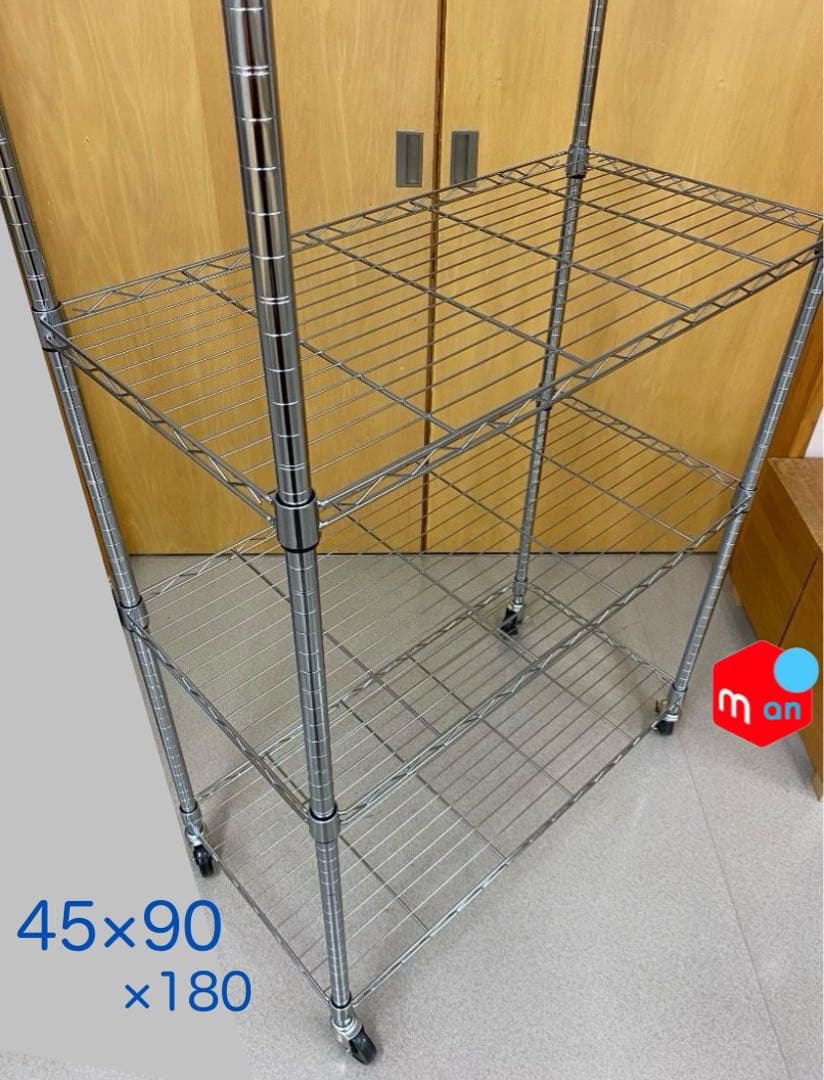 中型耐荷重 車輪付　ステンレス製５段ラック（91×46 × 187㎝前後）×１台