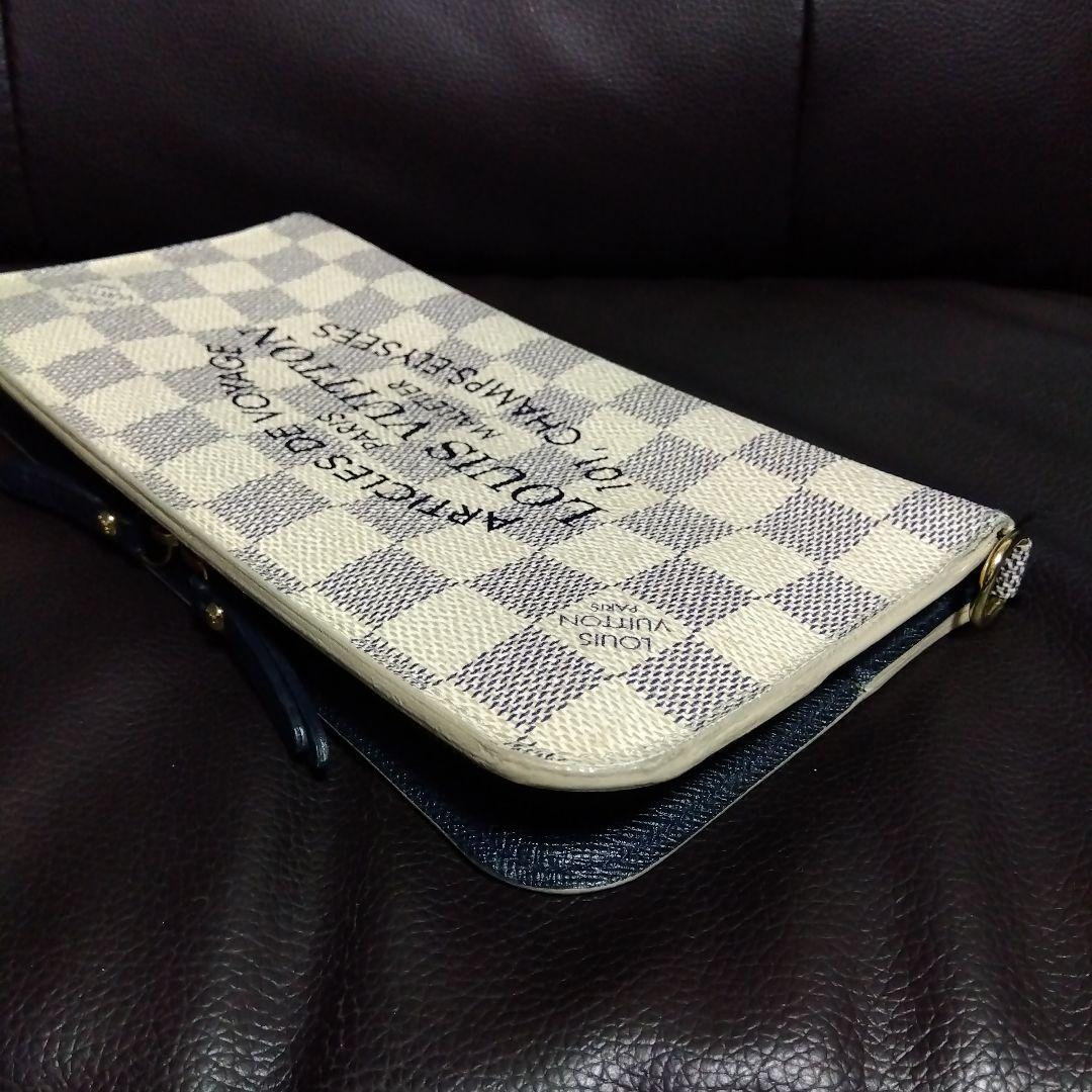 【美品】 ダミエアズール ホワイトポルトフォイユ アンソリット N63221