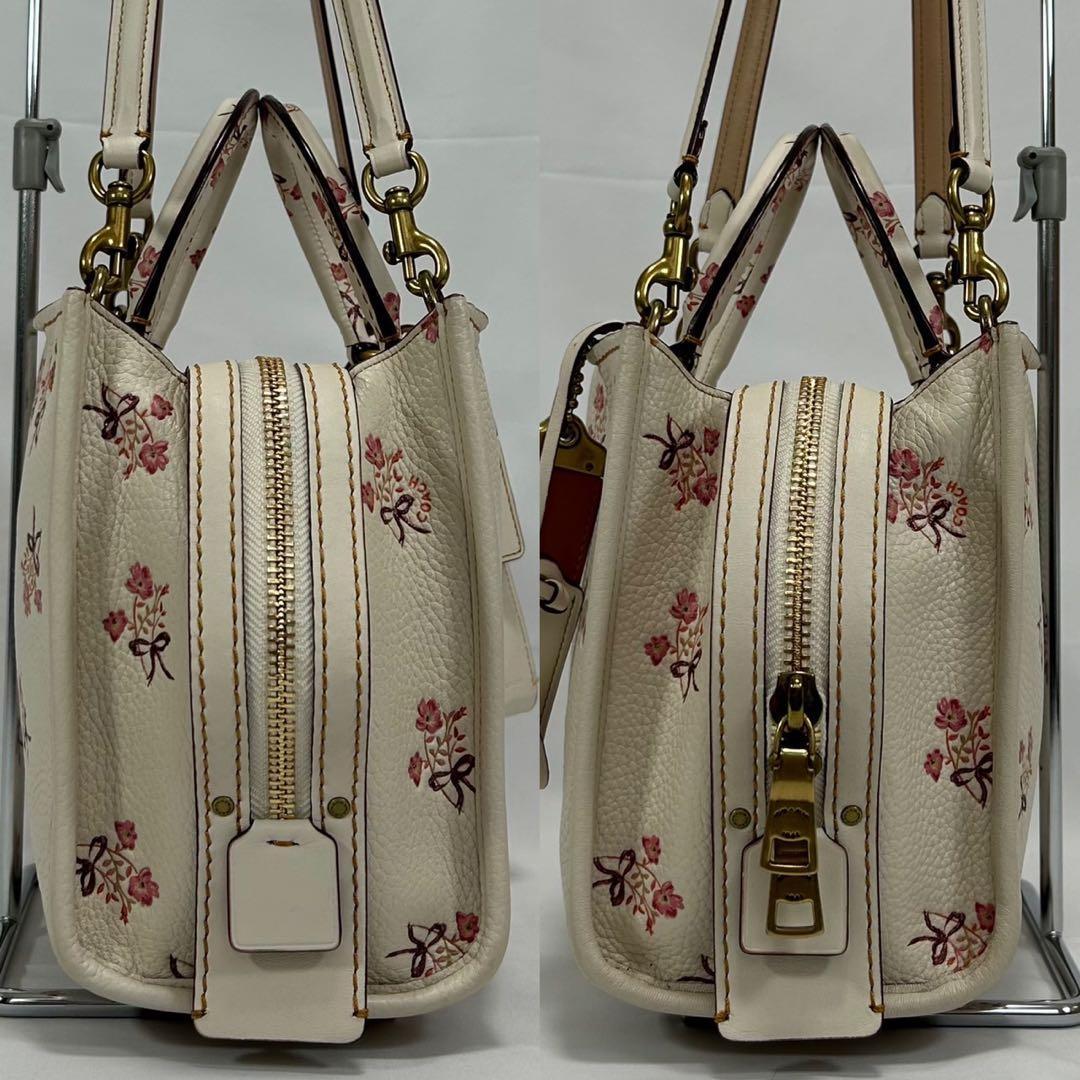 【極美品】コーチ ローグ25 2way ハンドバッグ レザー 斜め掛け 花柄