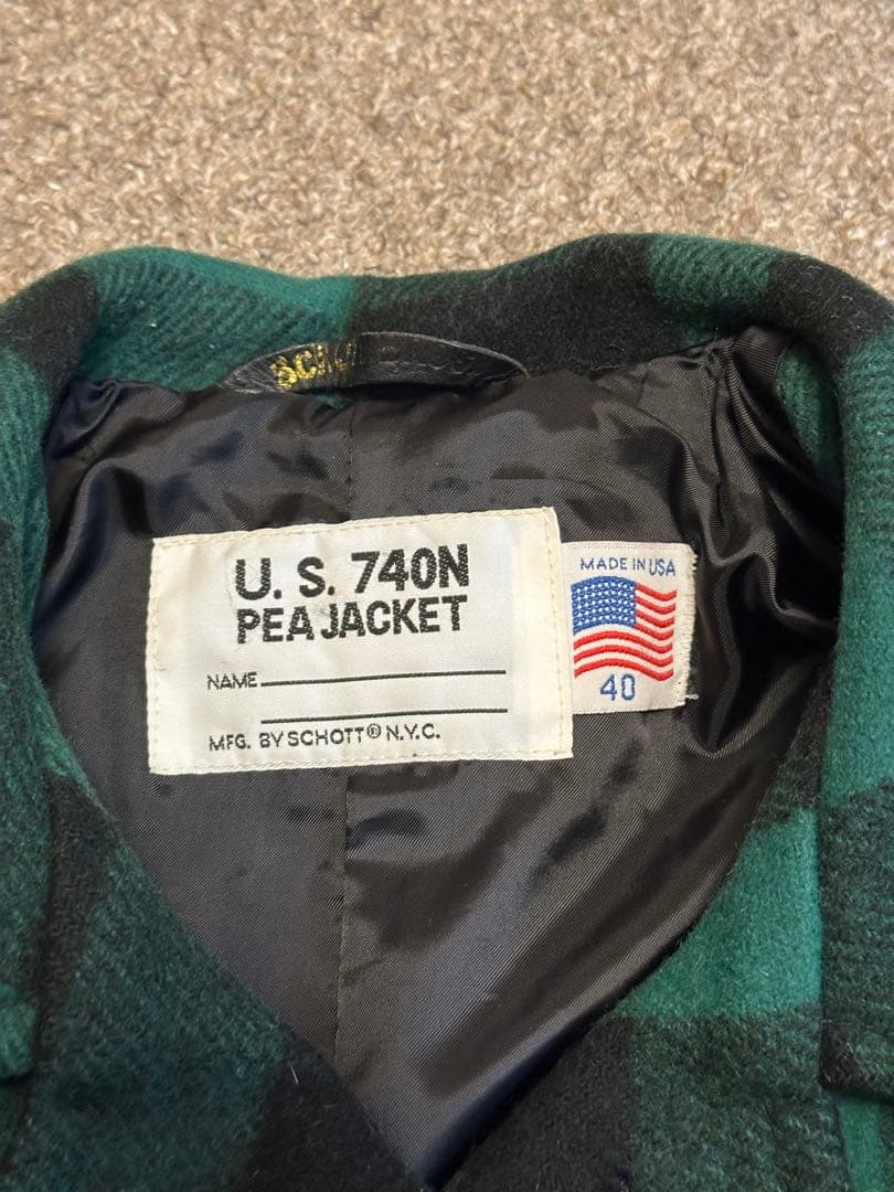 k*n様 schott 740N Pコート 緑黒チェック40 USA製