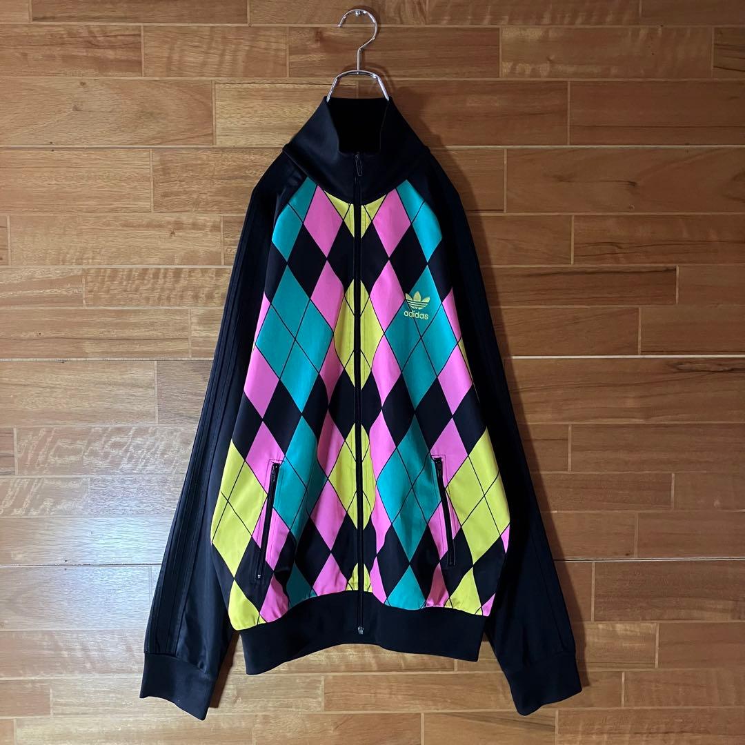 adidas アーガイル柄　トラックジャケット　ジャージ　堂本剛　ダイヤ　XL
