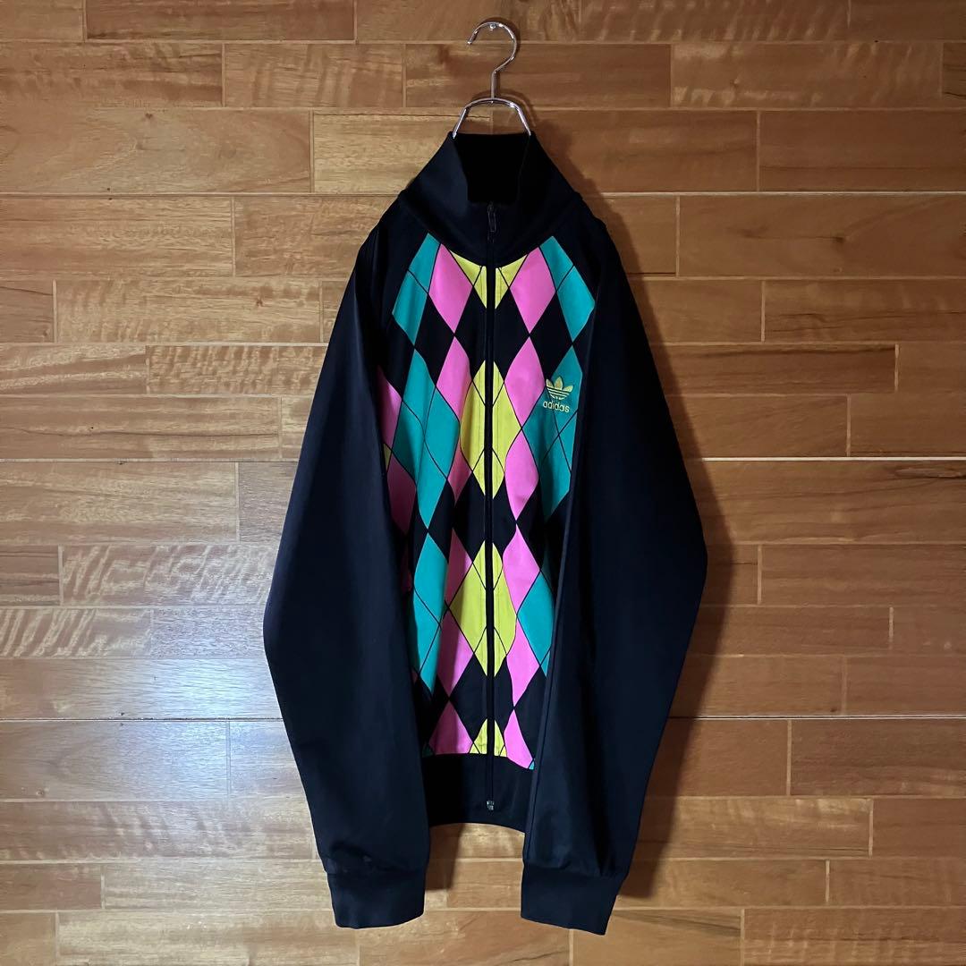 adidas アーガイル柄　トラックジャケット　ジャージ　堂本剛　ダイヤ　XL