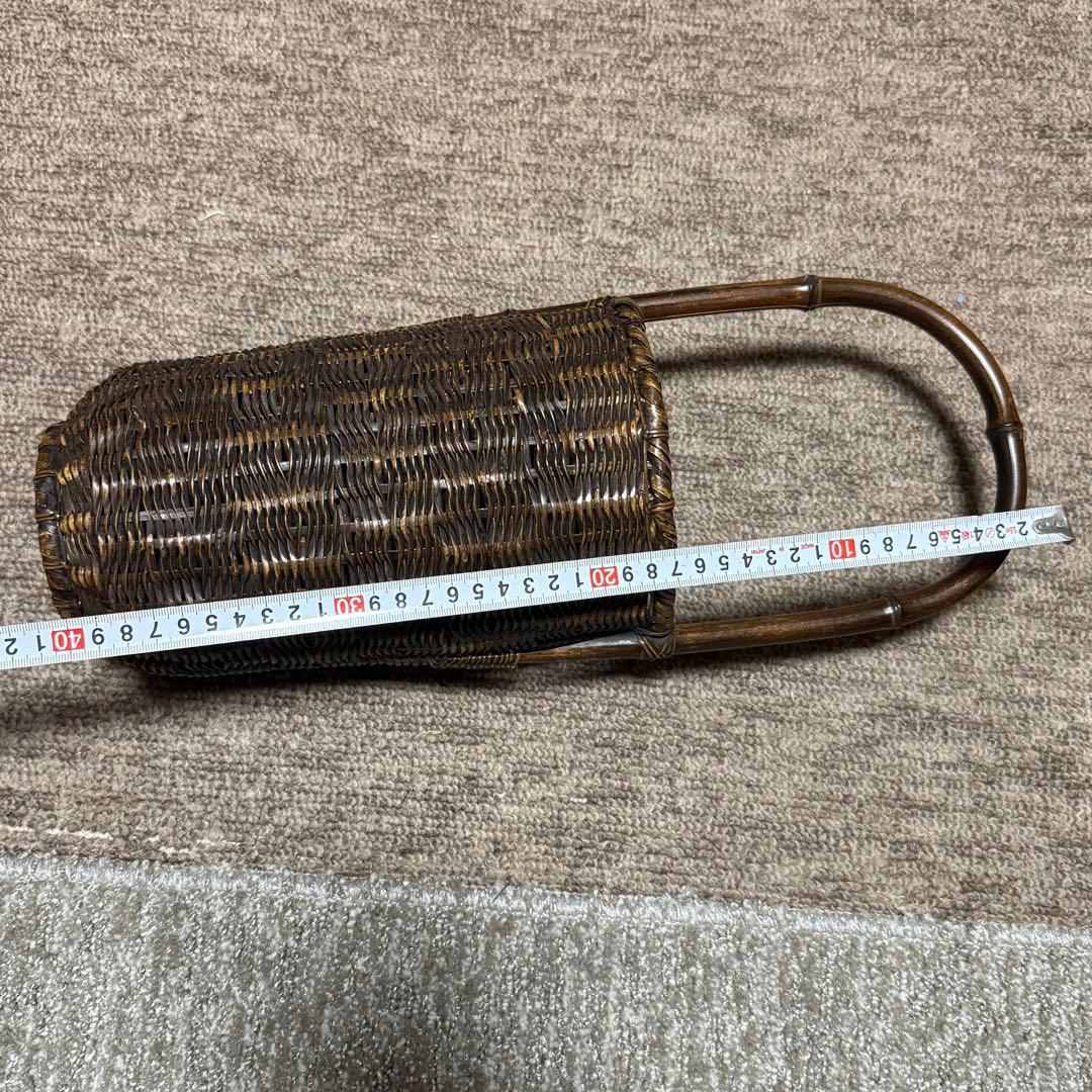 職人手作り 竹 花入 籠 竹職人 毛利健一 （号 有彩）作 竹編み竹工芸 花器
