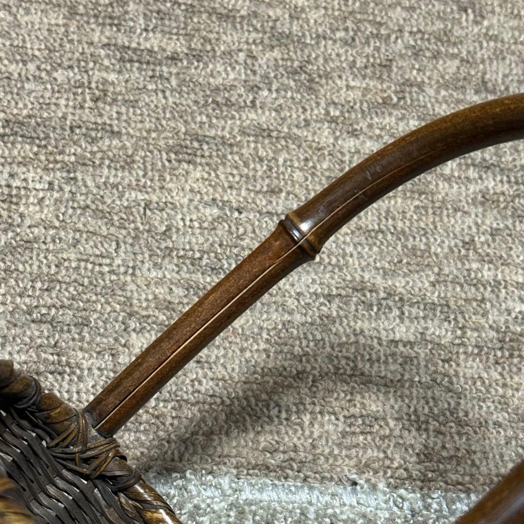 職人手作り 竹 花入 籠 竹職人 毛利健一 （号 有彩）作 竹編み竹工芸 花器