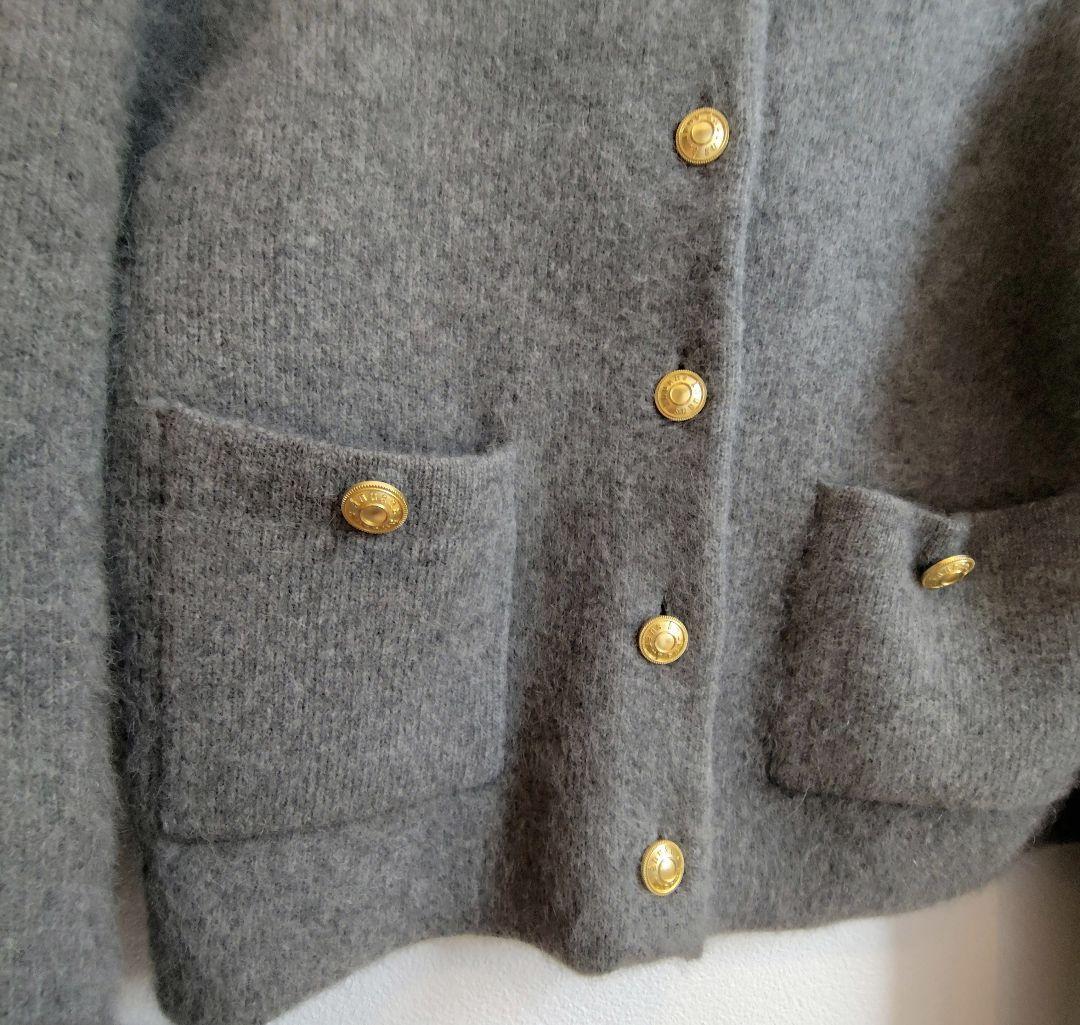 【値下げ不可】anuans ラクーンブレンドノーカラーニットジャケット　グレー