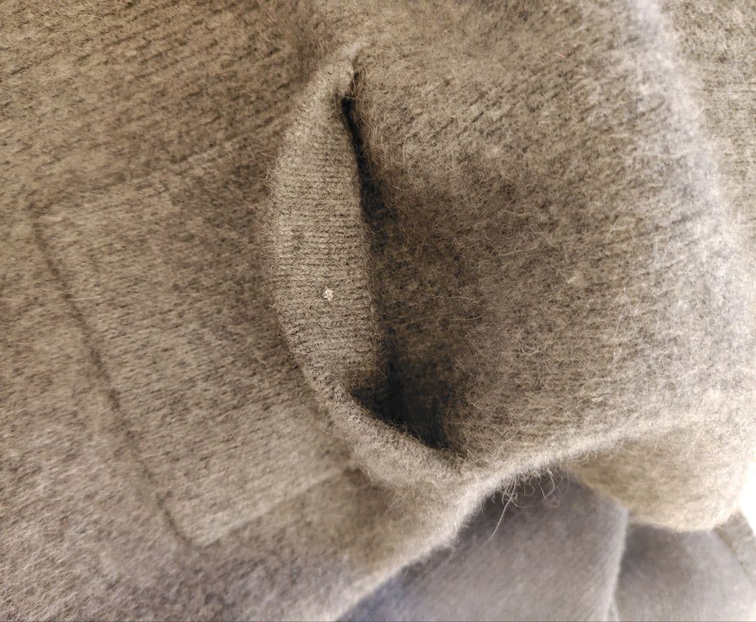 【値下げ不可】anuans ラクーンブレンドノーカラーニットジャケット　グレー