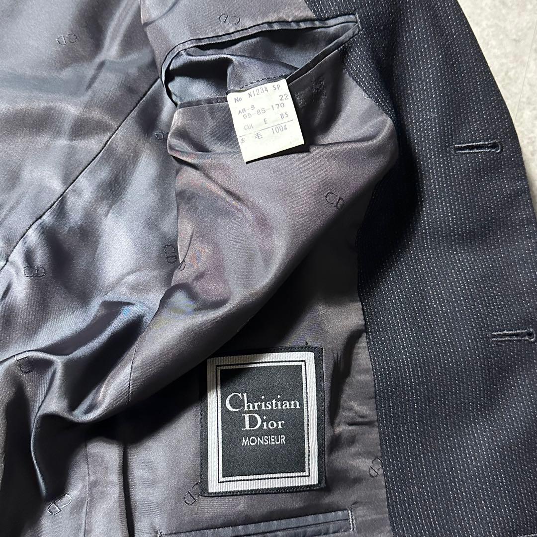 Christian Dior3ピース セットアップ ダークグレー 掠れストライプ