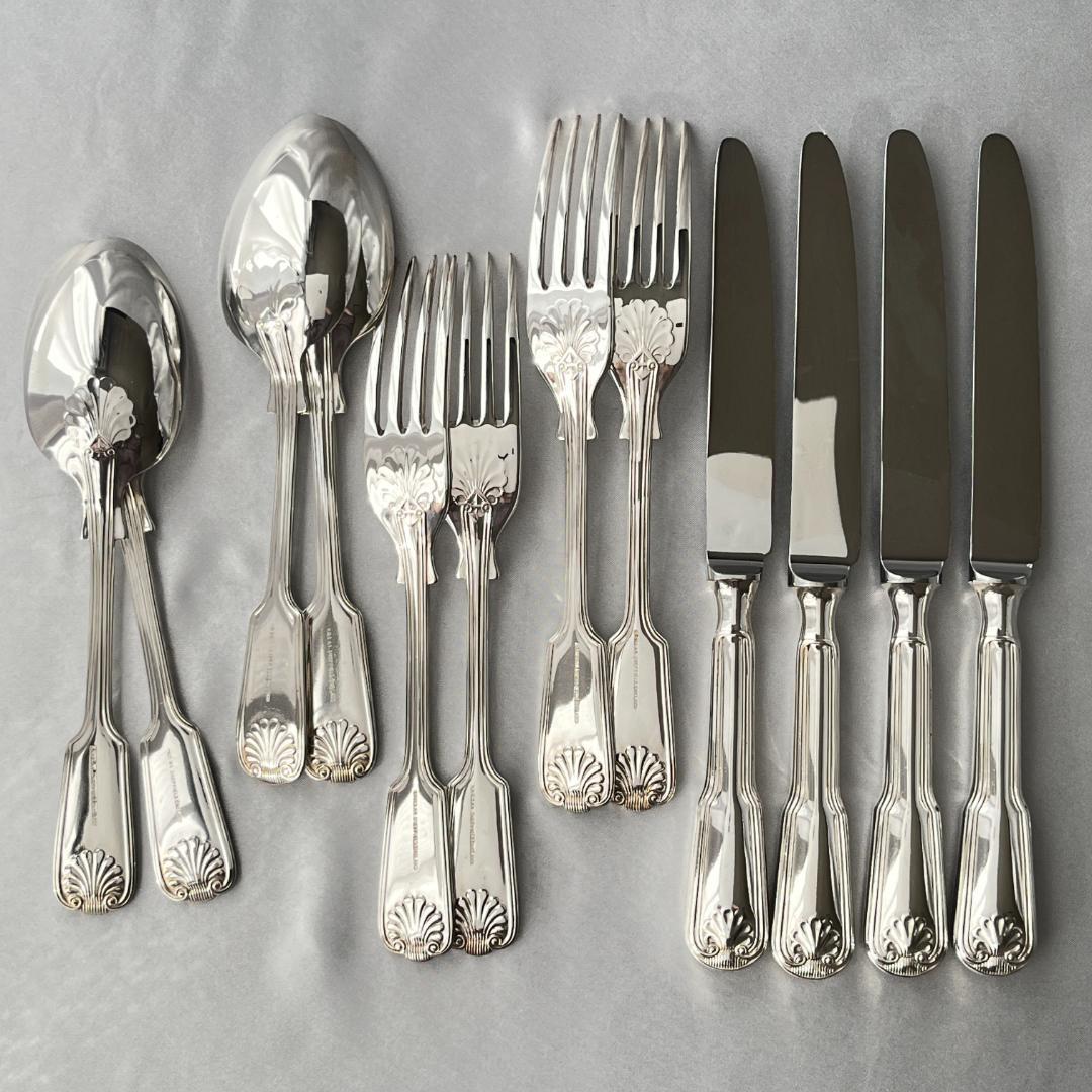 【英国】シェルのデザートセット 4名用12本組 A1プレート