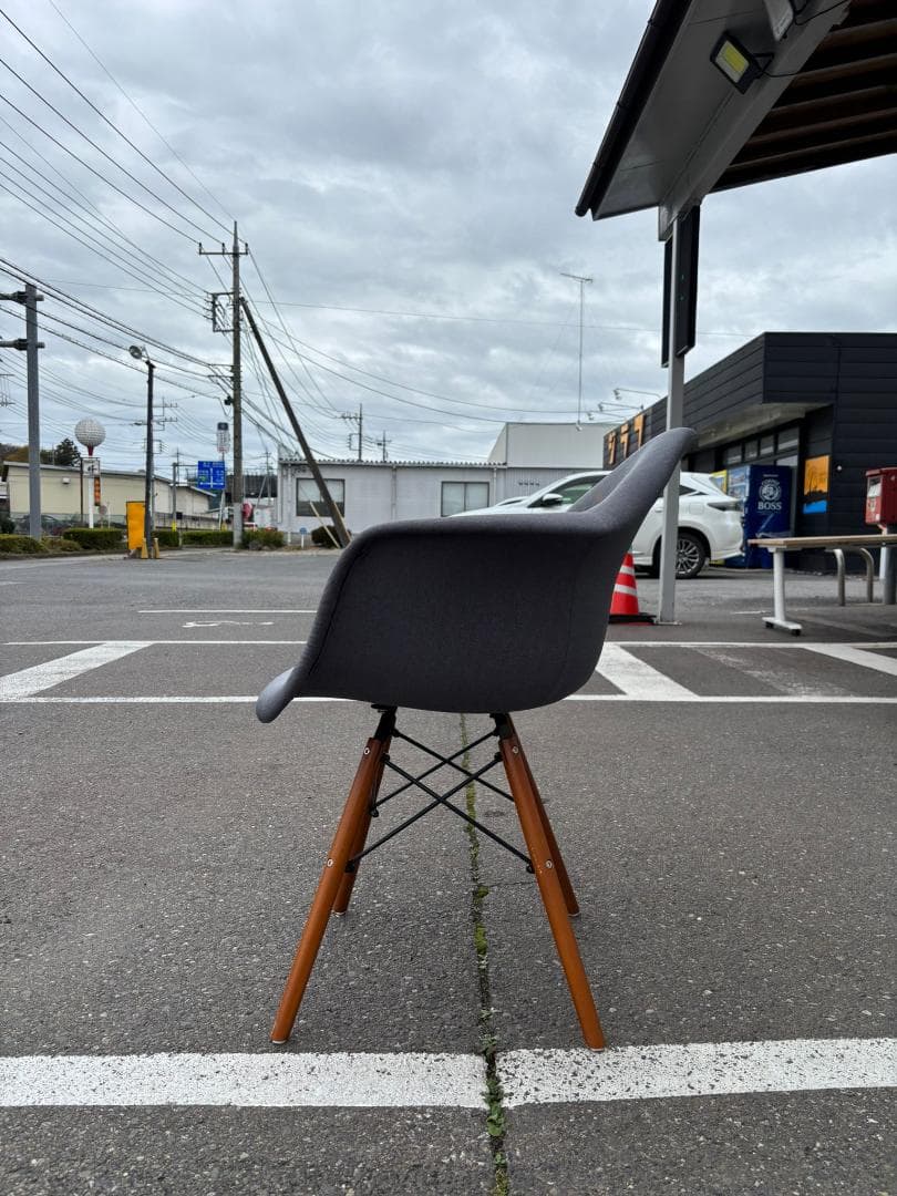 アームシェルチェア グレー/ブラウン脚 チェア 椅子 ダイニングチェア