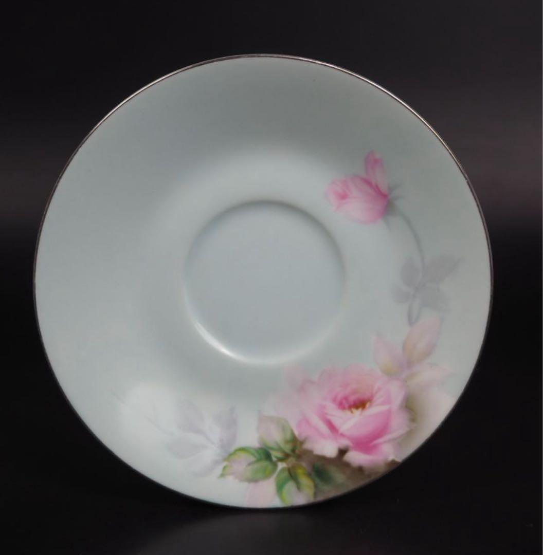 送料無料1912年 『オールドノリタケ』製 手描き薔薇文カップ＆ソーサー5客