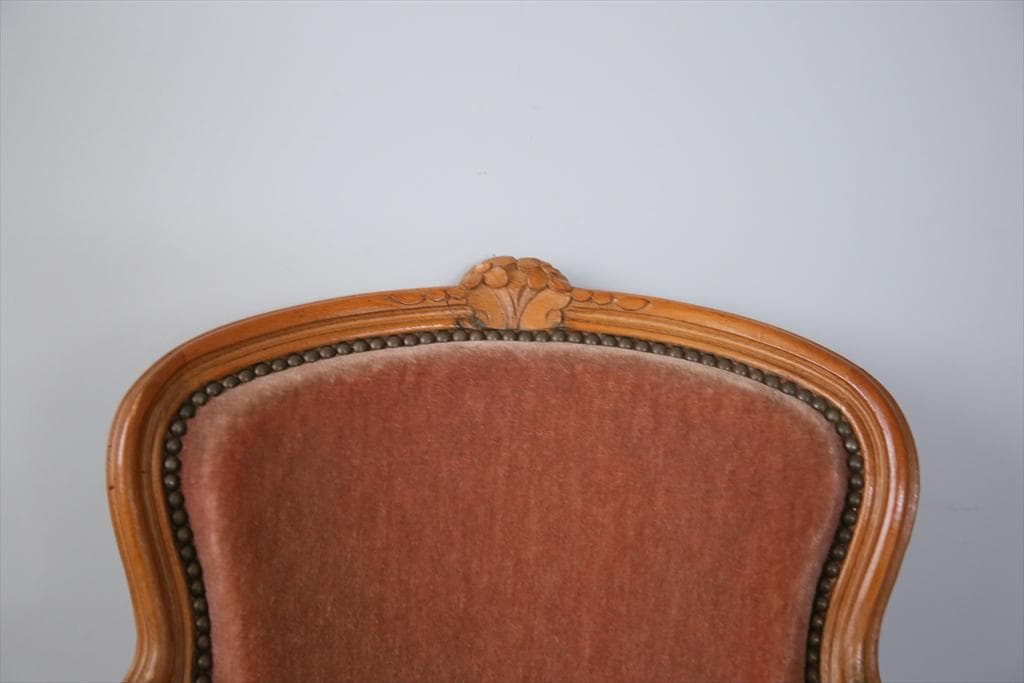 フランスアンティーク猫脚サロンチェア/肘掛けイス/アームソファ(89-132-1