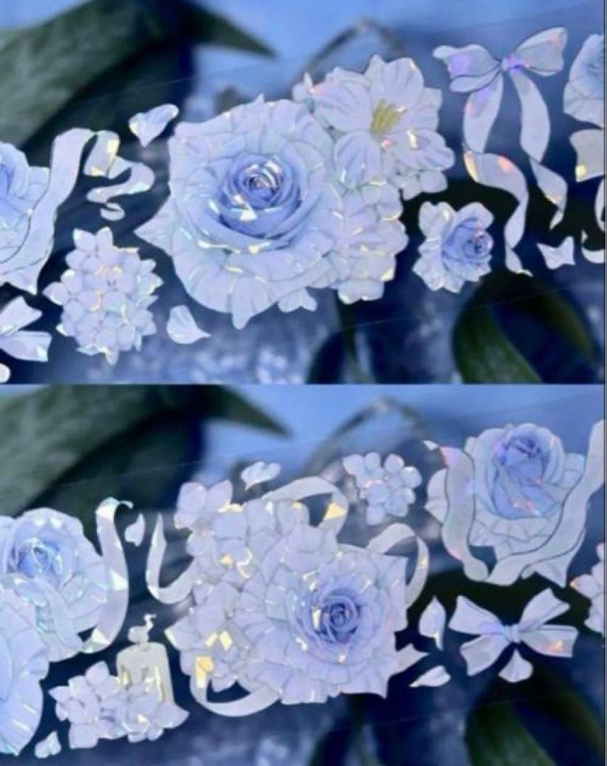 贝壳光 6cm×10m 奶蓝香香 海外マスキングテープ 海外マステ　バラ