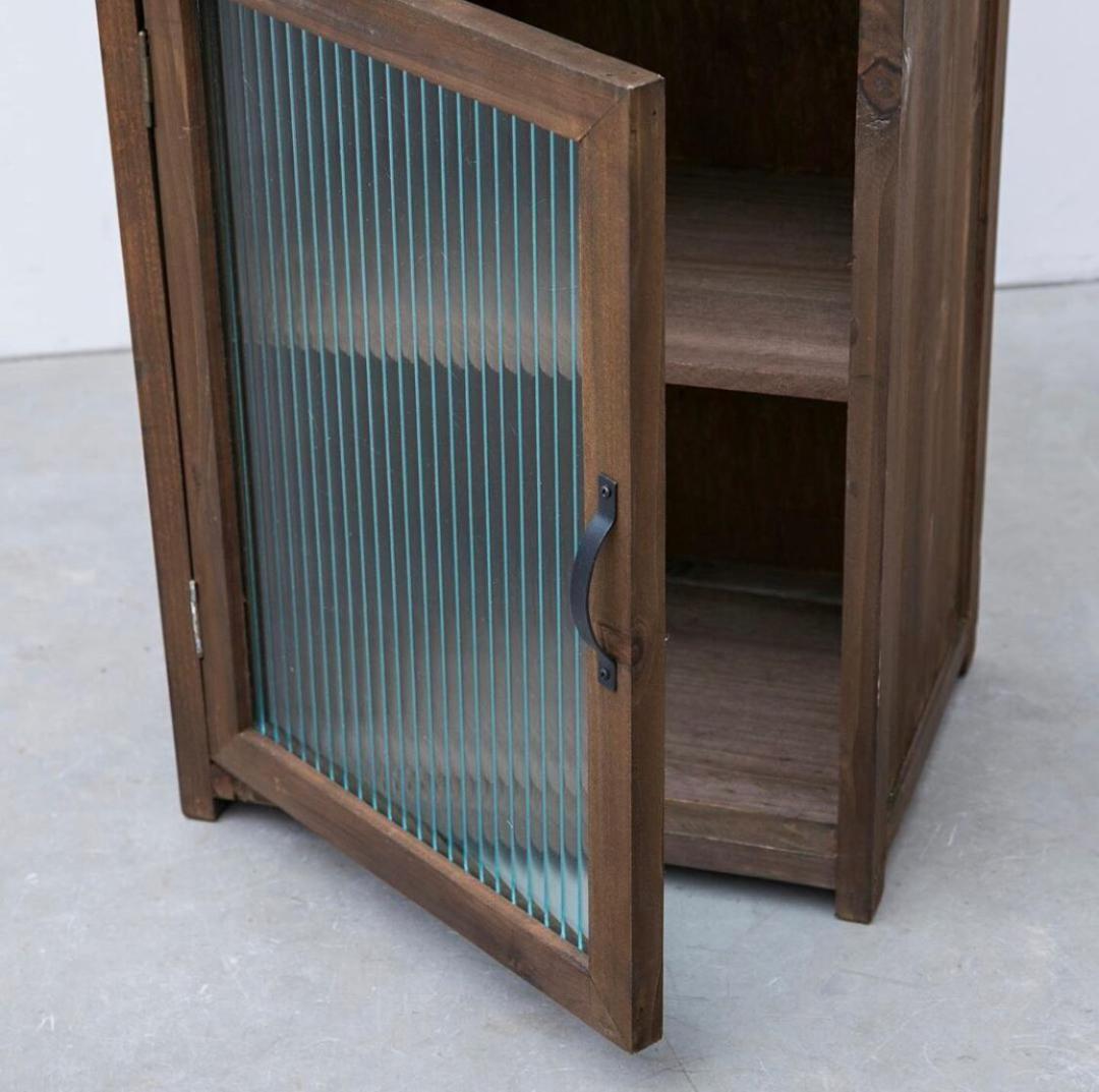 波板ガラス 古材 キャビネット 木製 食器棚 収納家具 リビング収納 和モダン