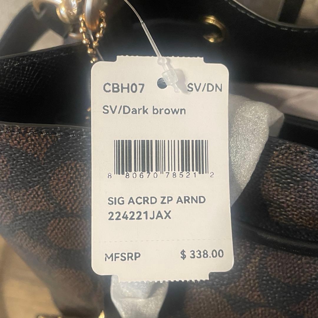 コーチ シグネチャー ローアン バケット バッグ ブラウン キャンバス　@