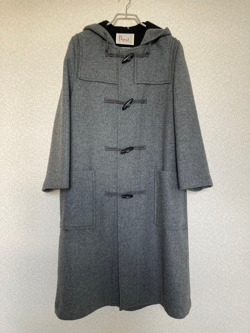 パパス ダッフルコート フード アンゴラ ウール