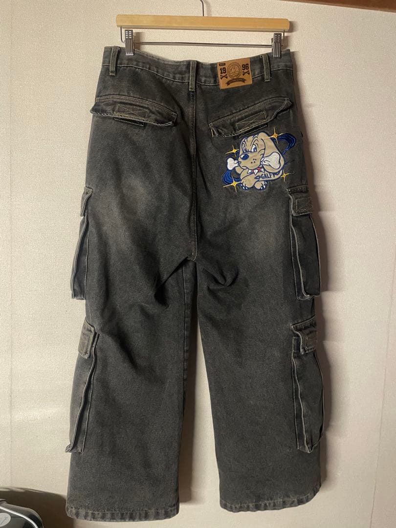 GALFY ダーティーデニムワイドカーゴ ブラウン L 中型犬