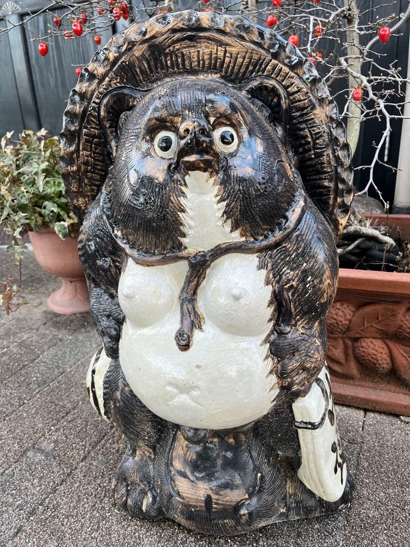 狸庵作 信楽焼 狸 高さ62cm 大型 手作り 置物 商売繁盛 開運