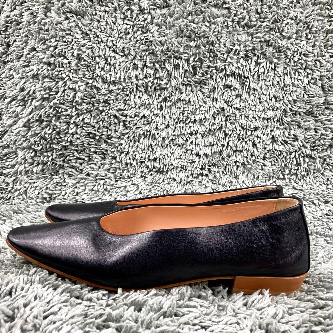 未使用級 スペルタ フラット オールレザー ブラック イタリア製 パンプス