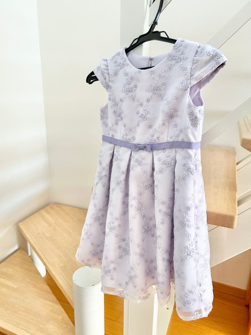 ジャケット＋ワンピースセット♡120㎝　パープル　薄紫色 花柄ドレス 発表会