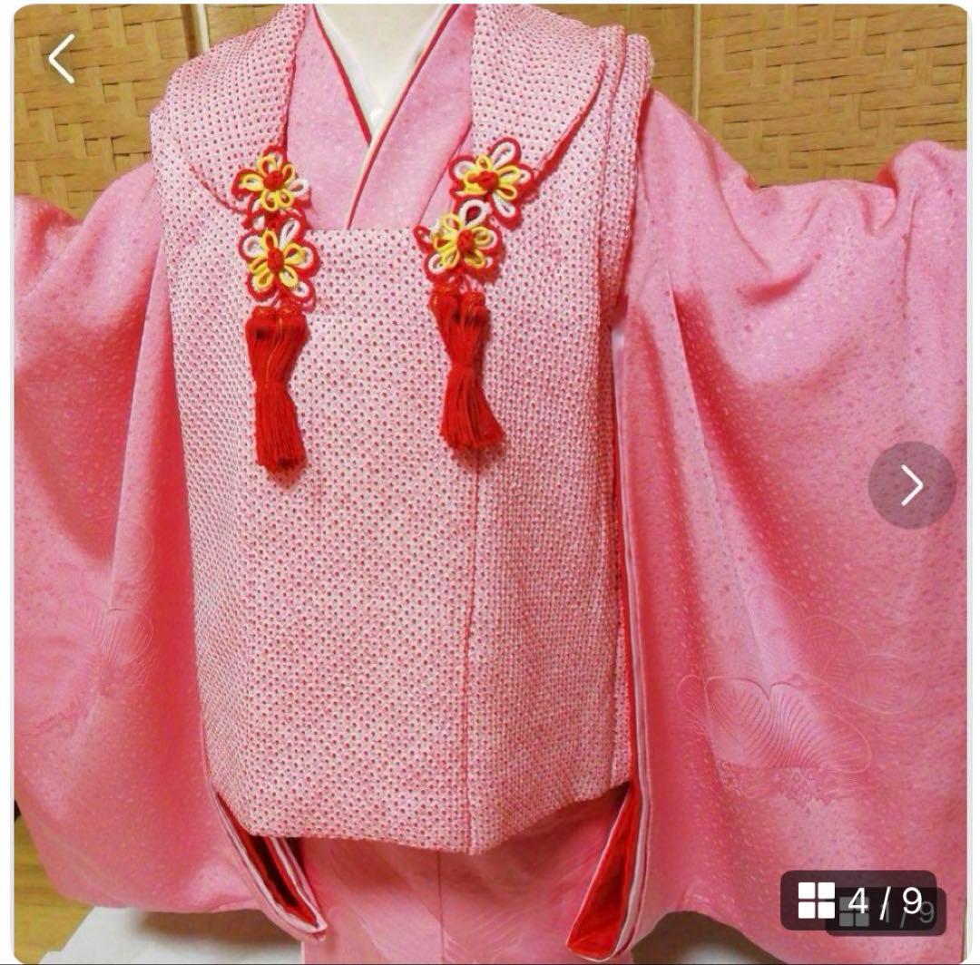 七五三　正絹着物セット　被布　総絞り　新品　未使用品　3歳　桃色　ピンク色