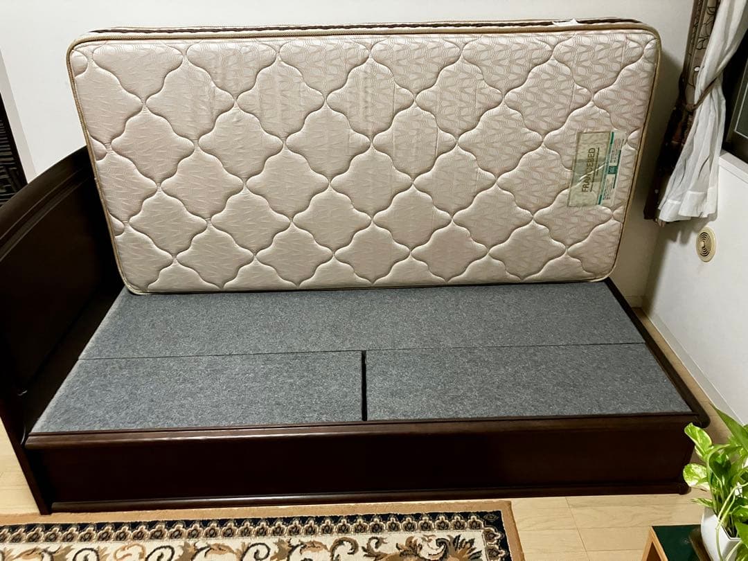 木製シングルベッド マットレス付き 収納あり