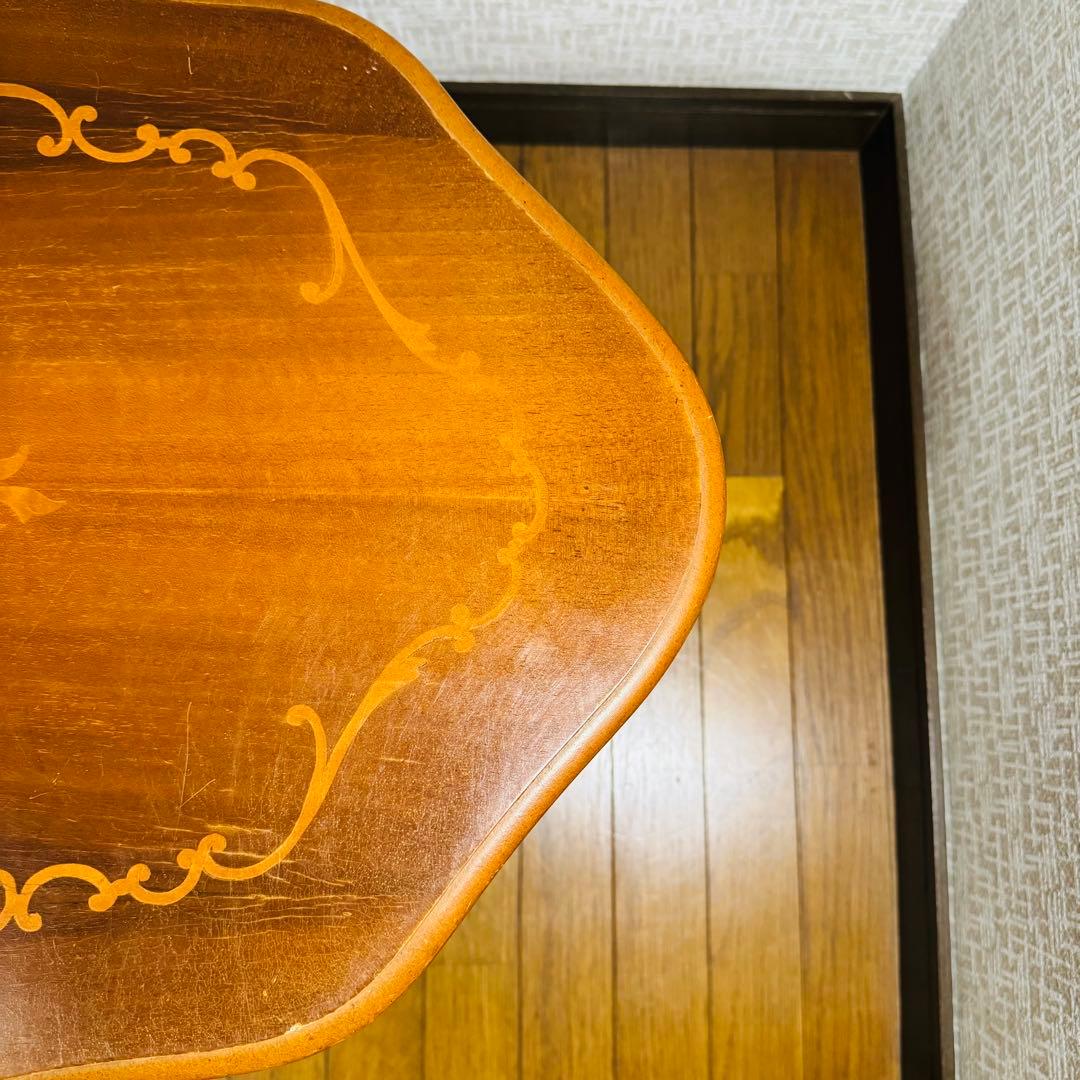 サイドテーブル　コーヒーテーブル　象嵌　イタリアアンティーク　猫脚