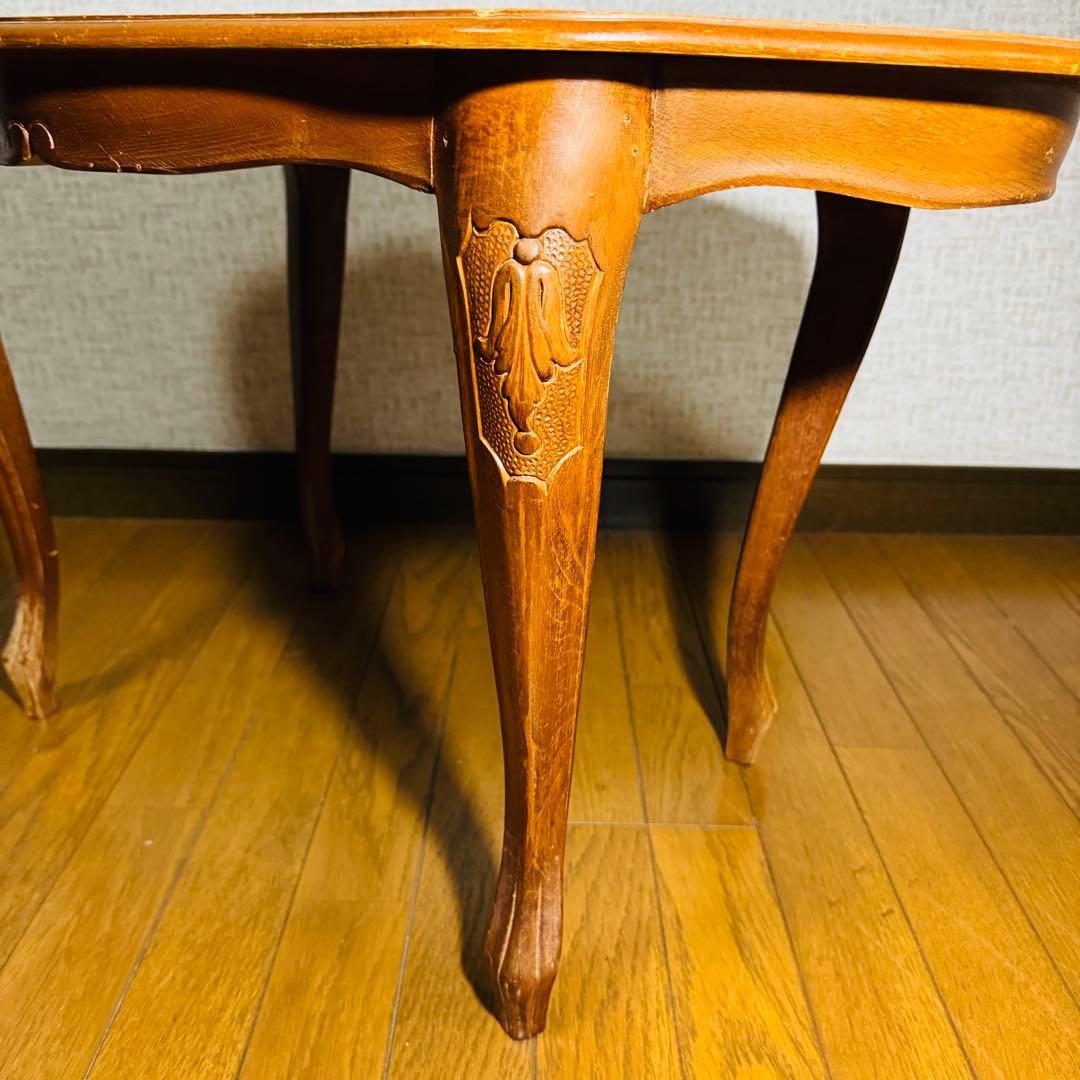 サイドテーブル　コーヒーテーブル　象嵌　イタリアアンティーク　猫脚