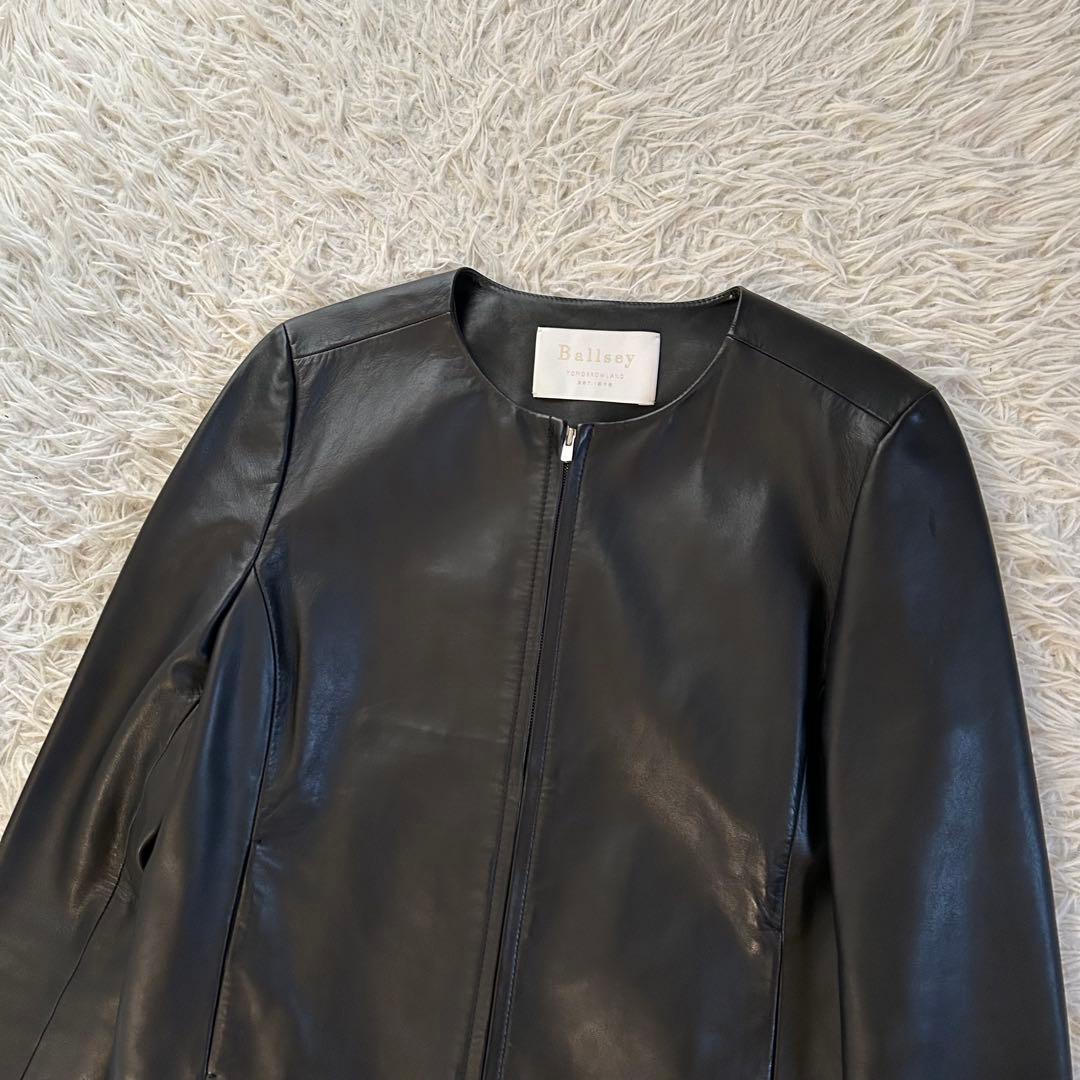 美品　ボールジィ　レザージャケット　ノーカラー　シングル　ラムレザー　柔らか