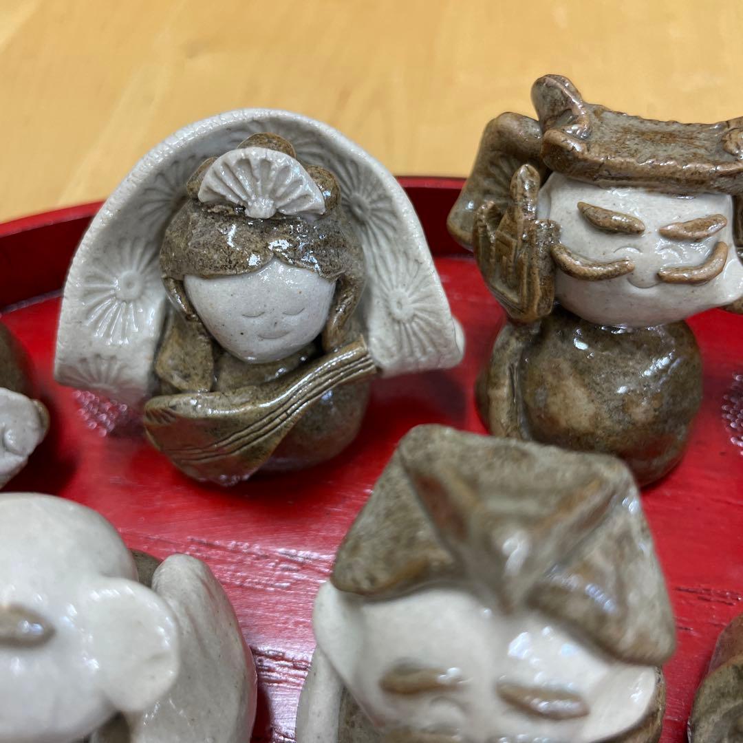 手造り　七福神　お盆付き