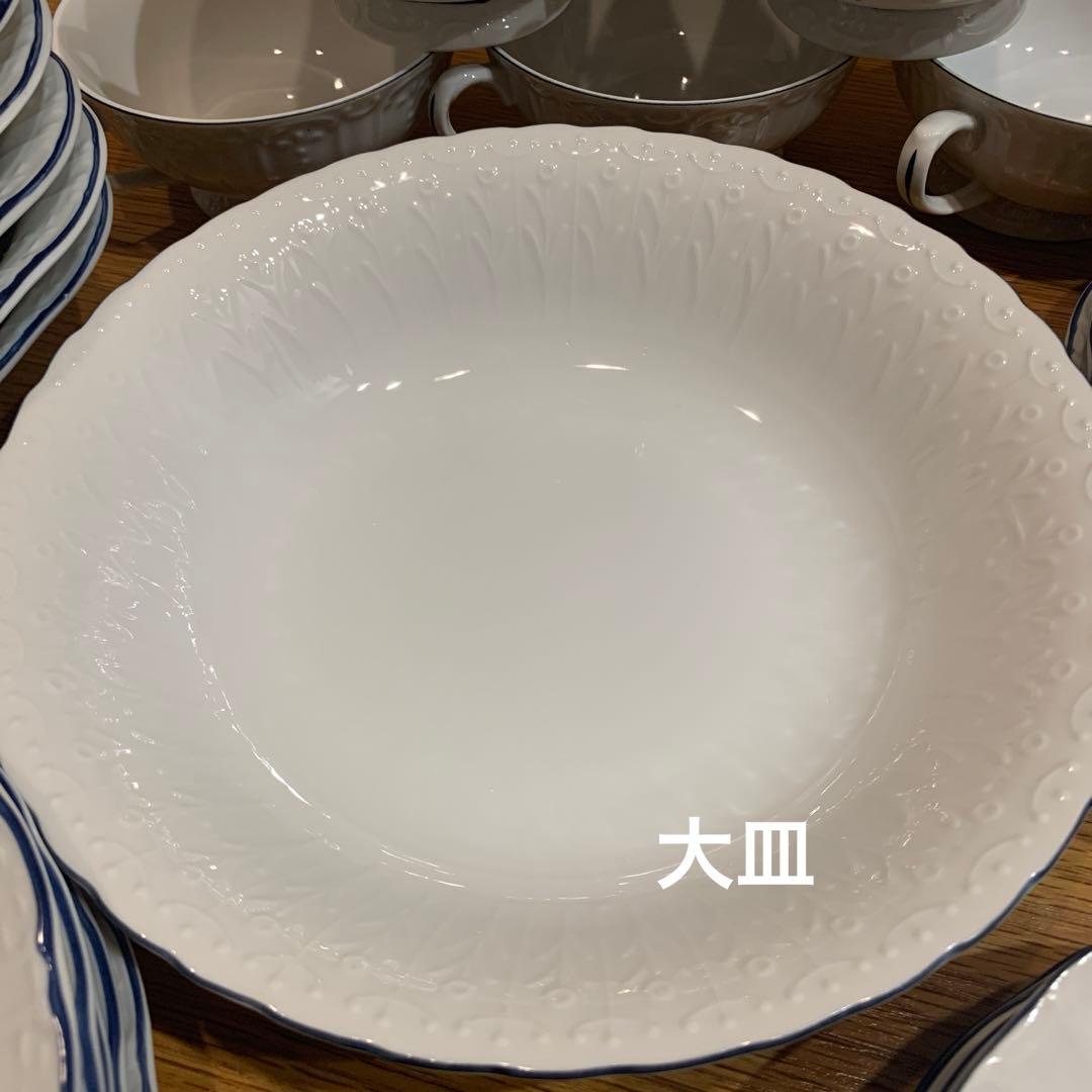 fancy CHINA 食器セット 31点 白 青縁 レトロ　大人数　パーティー