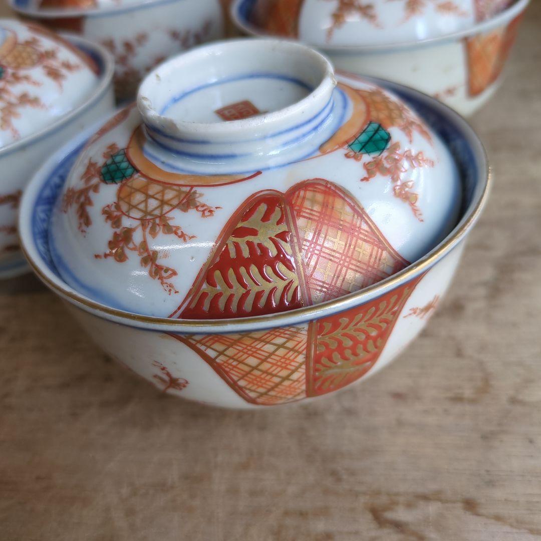 骨董 伊万里 古伊万里 茶碗 蓋茶碗 染め付け 錦手 アンティーク 5つ〜