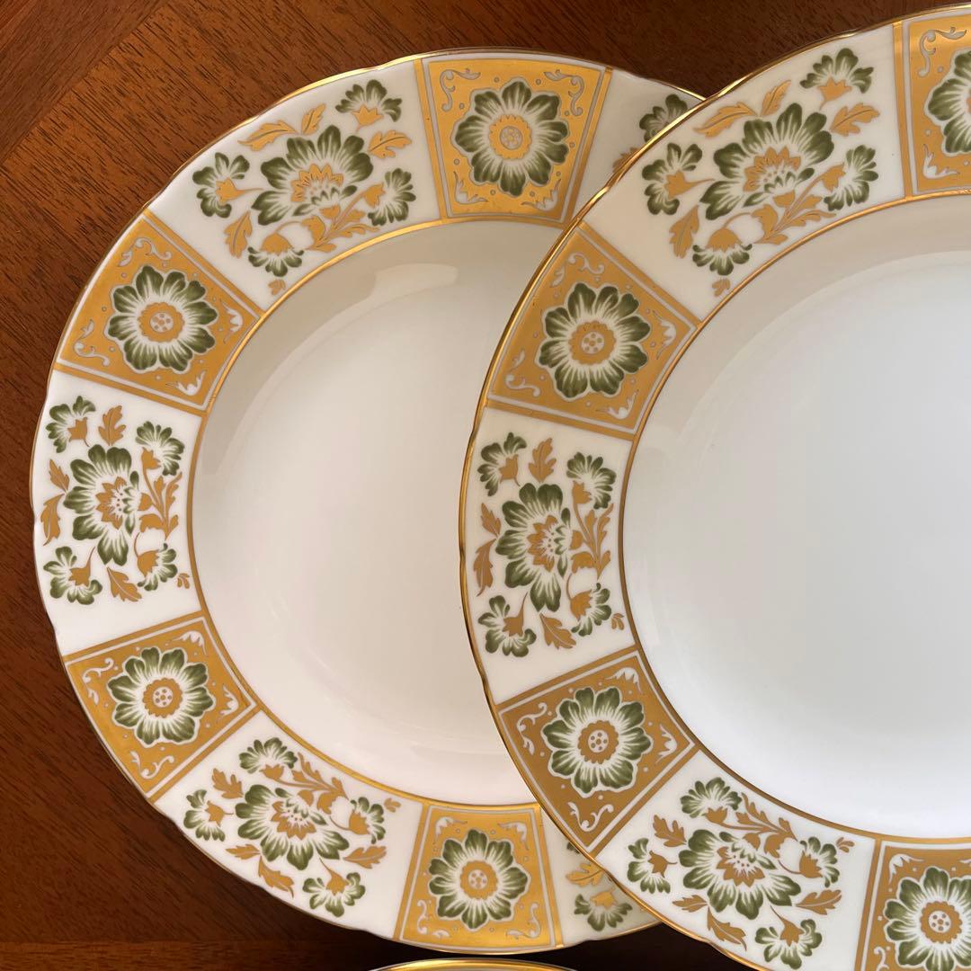 【希少品】ロイヤルクラウンダービー★ダービーグリーンパネル★豪華なディナー皿6枚