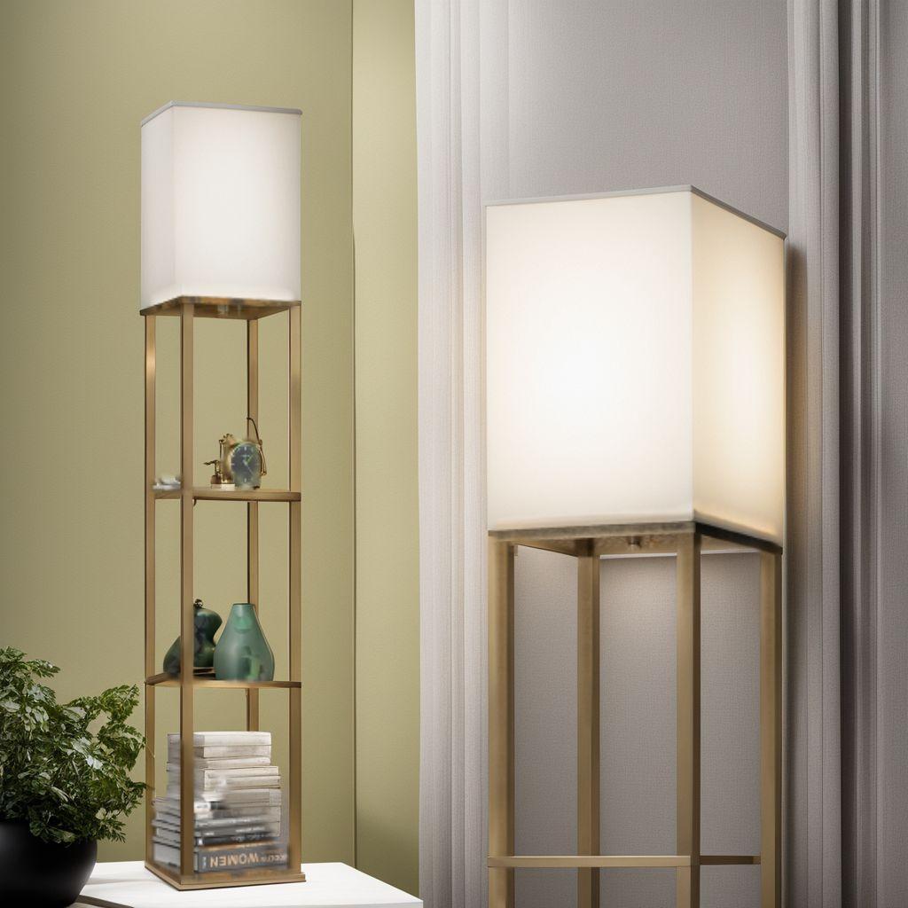 寝室や書斎に フロアランプ ロアライト LED ラック付き