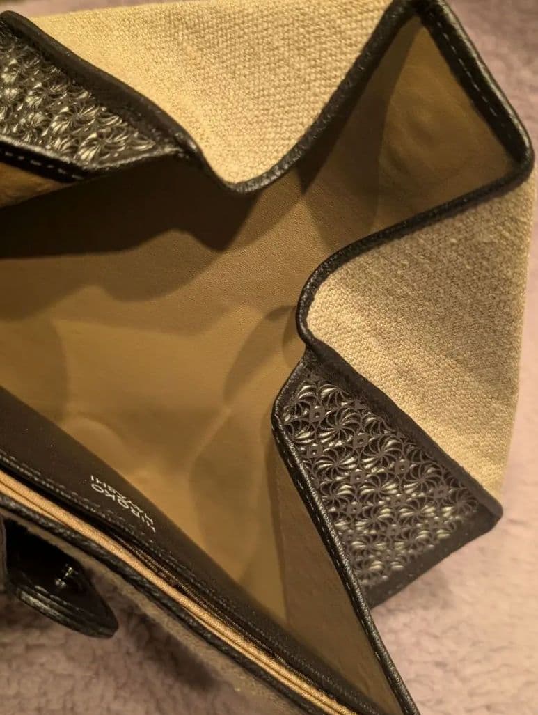 【未使用】ヒロコハヤシ 長財布 HIROKO HAYASHI 麻×レザー素材