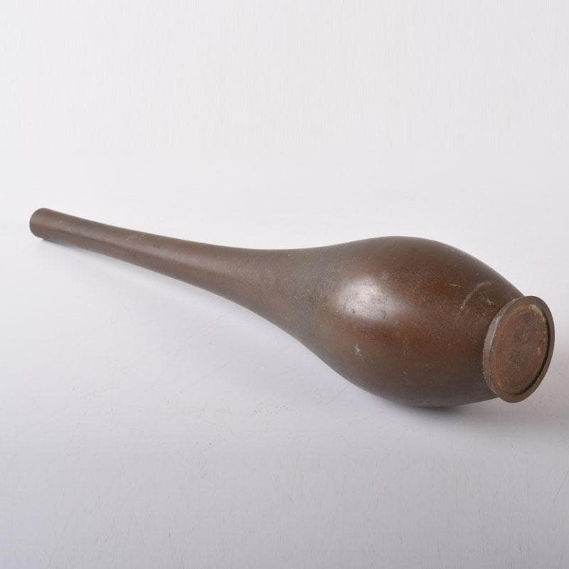 平安　秦蔵六造　古銅　鶴首花入　花瓶　M　R7907