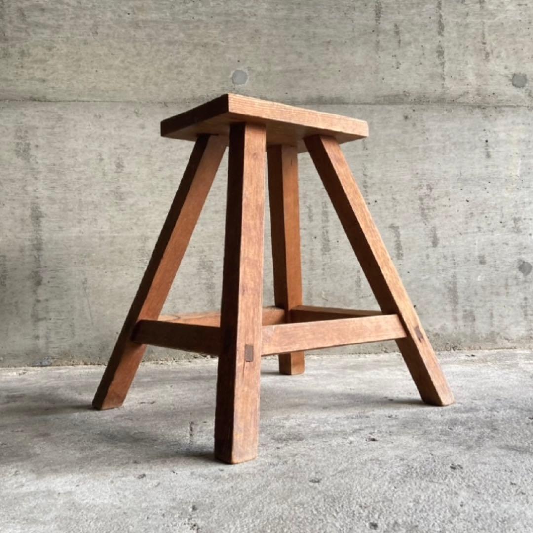 古いスツール チェア 椅子 踏み台 ステップ台 作業椅子 花台 木製 レトロ