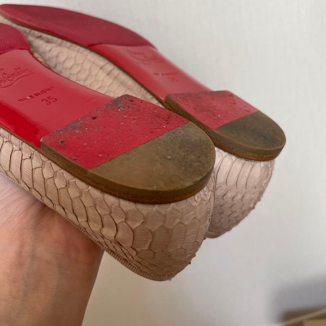 Christian Louboutin⭐︎ヘビ革フラットパンプス　バレエシューズ
